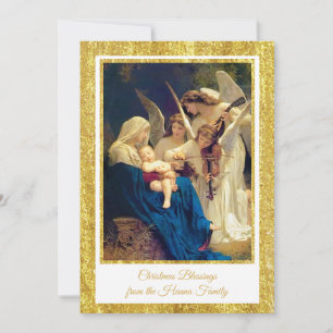 Classic Nativity Angels Music "Merry Christmas" Ho Holiday Card