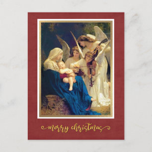 Classic Nativity Angels Music "Merry Christmas" Holiday Postcard