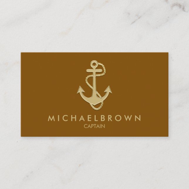 Classic Nautical Anchor brown Business Card (Front)