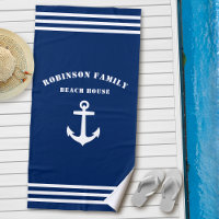 Classic Nautical Anchor Family Beach House Navy