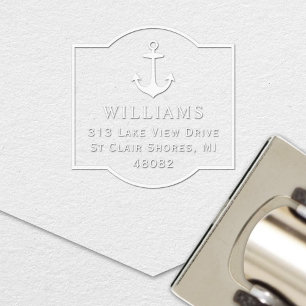 Classic Nautical Anchor Frame Return Address Embosser