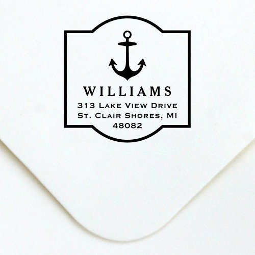 Classic Nautical Anchor Frame Return Address Self_inking Stamp