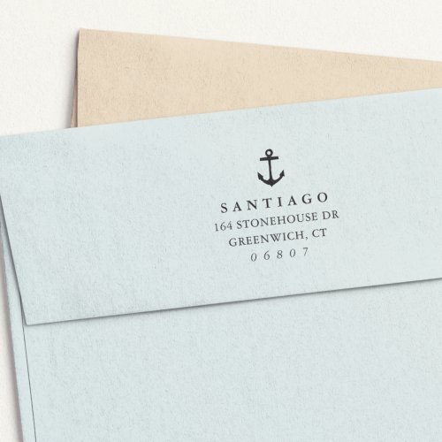 Classic Nautical Anchor Return Address Self_inking Stamp