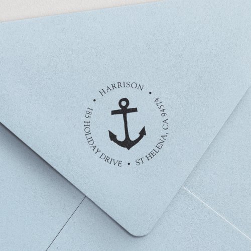 Classic Nautical Anchor Return Address Self_inking Stamp