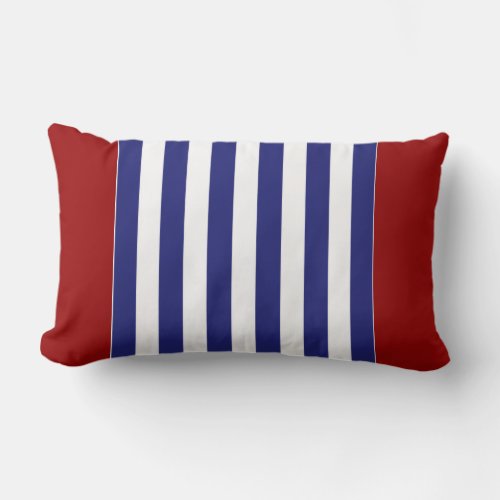 Classic Nautical Blue and White Stripe Personalize Lumbar Pillow