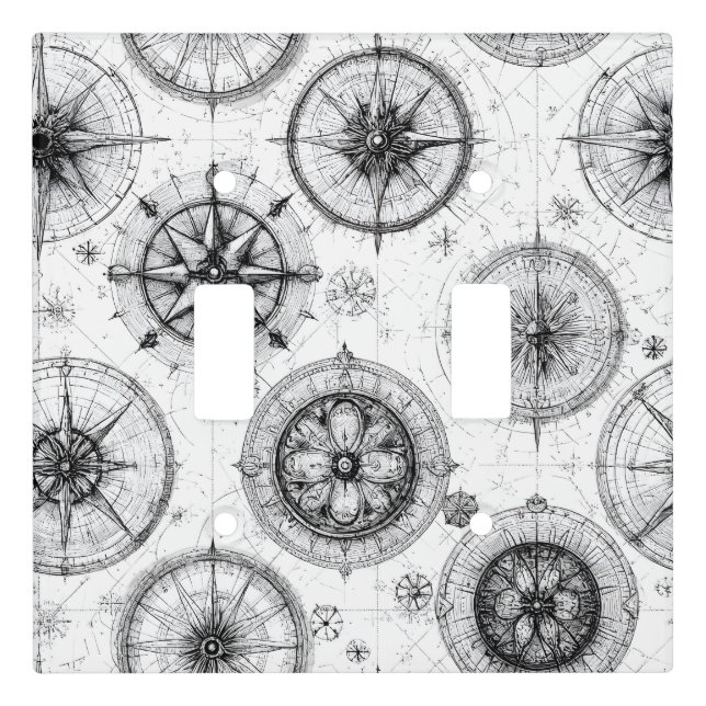 Classic Nautical Compass Rose Light Switch Cover (Front)