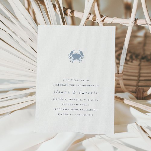 Classic Nautical Crab Engagement Party Invitation