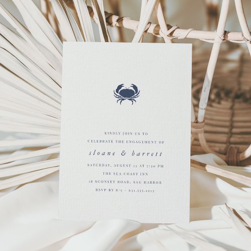 Classic Nautical Crab Engagement Party Invitation