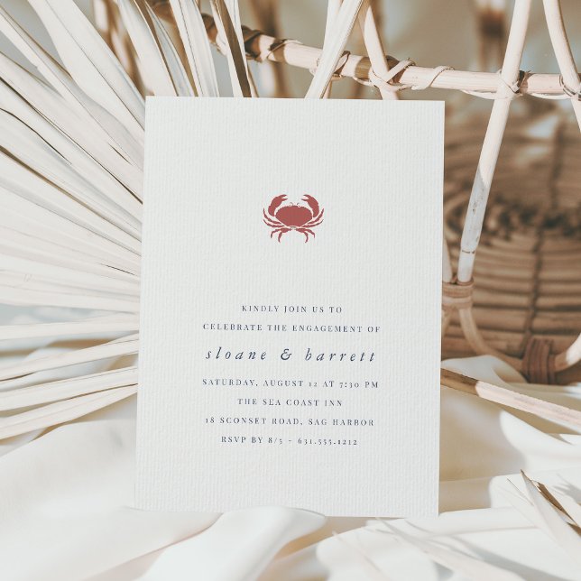Classic Nautical Crab Engagement Party Invitation (Creator Uploaded)