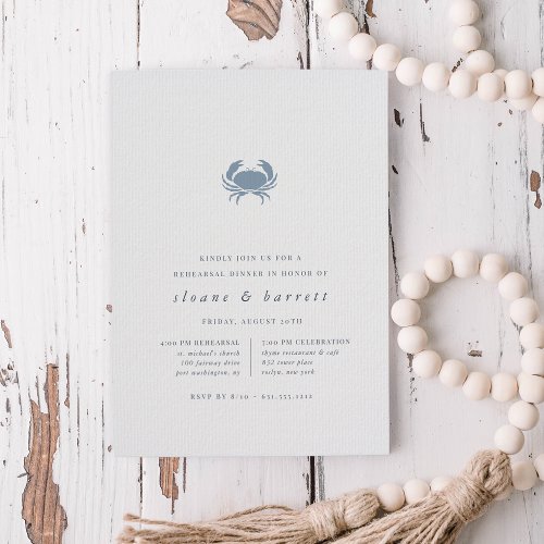 Classic Nautical Crab Rehearsal Dinner Invitation