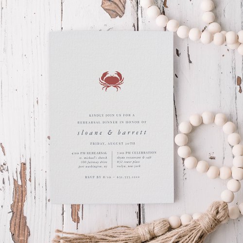 Classic Nautical Crab Rehearsal Dinner Invitation