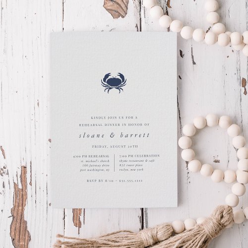 Classic Nautical Crab Rehearsal Dinner Invitation