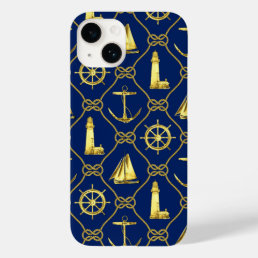 Classic Nautical Gold Blue Case-Mate iPhone 14 Case