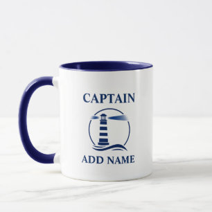 Classic Nautical Lighthouse & Captain or Boat Name Mug