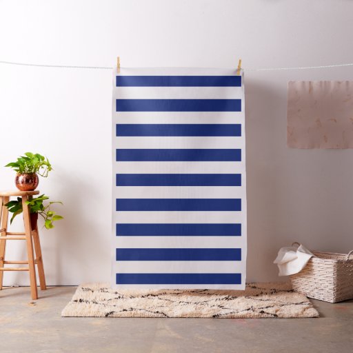 Classic Nautical Navy Blue Stripes Fabric