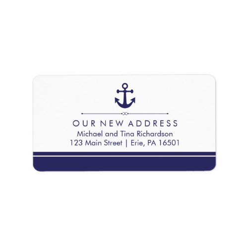 Classic Nautical New Address with Navy Blue Anchor Label