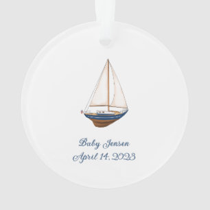 Classic Nautical Sailboat Baby’s First Christmas Ornament