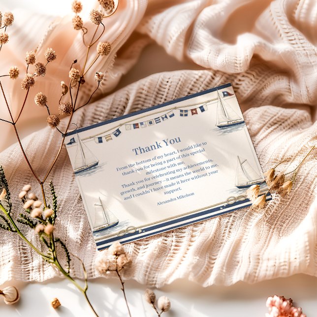 Classic Nautical Sailboat Birthday Thank You Card (Creator Uploaded)