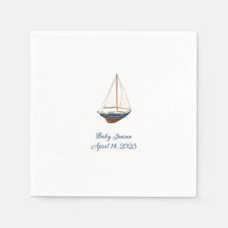 Classic Nautical Sailboat Custom Baby Shower Napkins