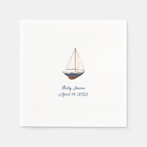 Classic Nautical Sailboat Custom Baby Shower  Napkins