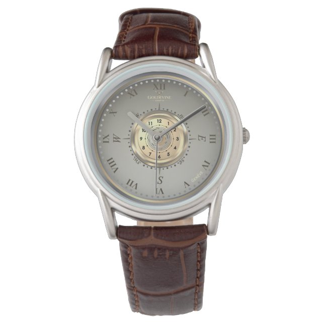 Classic Nautical Two-Tone Leather Custom Watch (Front)