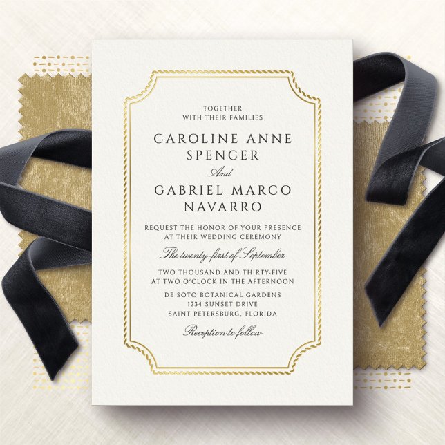 Classic Nautical Wedding Invitation Foil Invitation (Creator Uploaded)