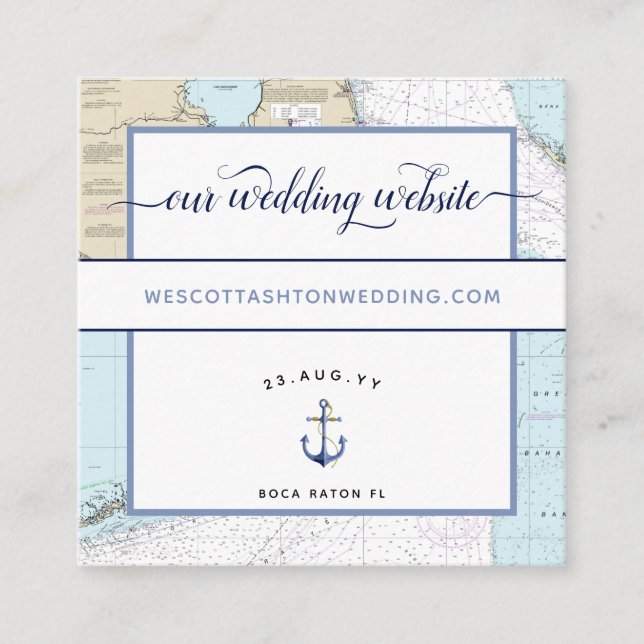Classic #Nautical #Wedding Website South #Florida Enclosure Card (Front)