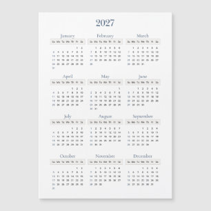 Classic Navy 2027 Calendar Any background color