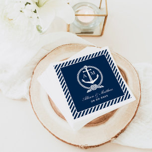 Classic Navy Anchor Monogram Wedding Napkins