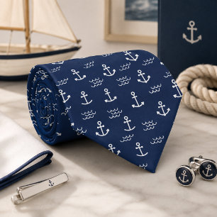 Classic Navy Anchor Neck Tie
