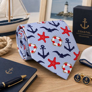Classic Navy Anchor Neck Tie