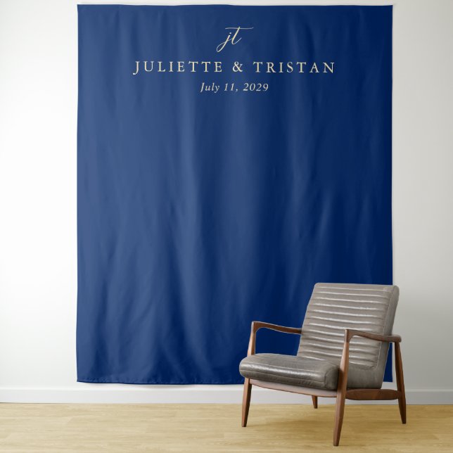 Classic Navy and Cream Elegant Wedding Backdrop (In Situ)