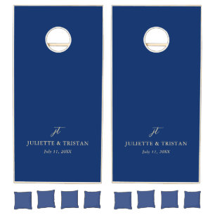 Classic Navy and Cream Elegant Wedding Cornhole Set