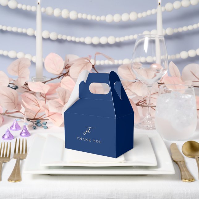 Classic Navy and Cream Elegant Wedding Favor Boxes (Wedding)