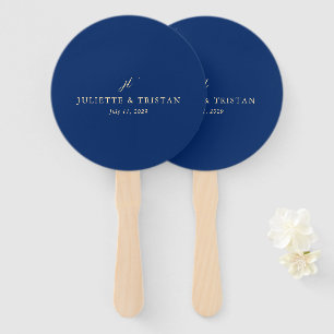 Classic Navy and Cream Elegant Wedding Hand Fan