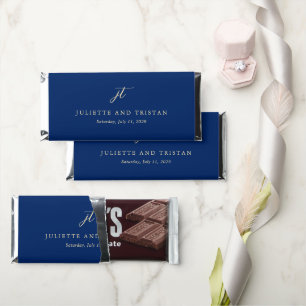 Classic Navy and Cream Elegant Wedding Hershey Bar Favors