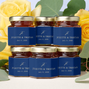Classic Navy and Cream Elegant Wedding Honey Jar Favors