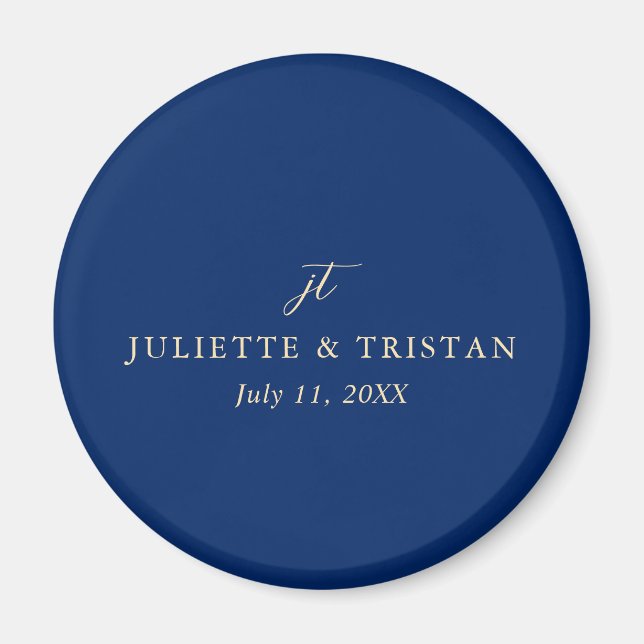 Classic Navy and Cream Elegant Wedding Magnet (Front)