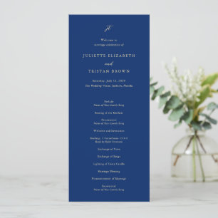 Classic Navy and Cream Elegant Wedding Program