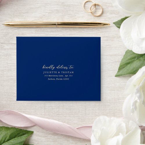 Classic Navy and Cream Elegant Wedding RSVP Envelope