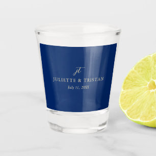 Classic Navy and Cream Elegant Wedding Shot Glass
