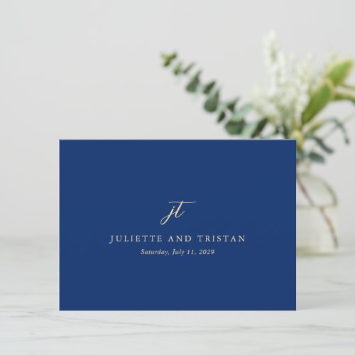 Classic Navy and Cream Elegant Wedding Thank You Card