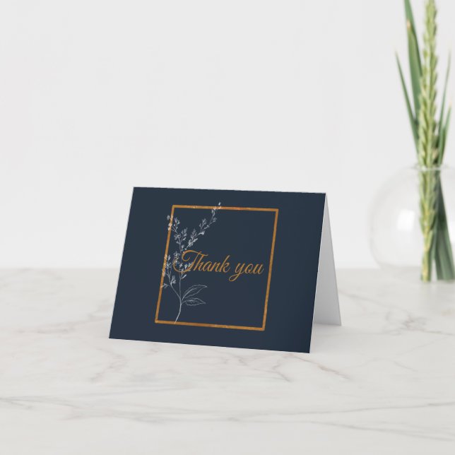 Classic Navy and Gold Folded Thank You Card (Front)