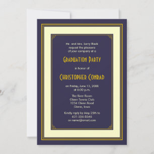 Classic Navy and Gold Graduation Invitation