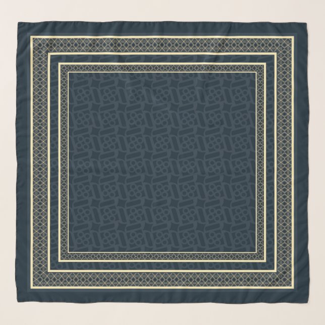 Classic Navy and Gold Hijab Scarf Pattern (Front)