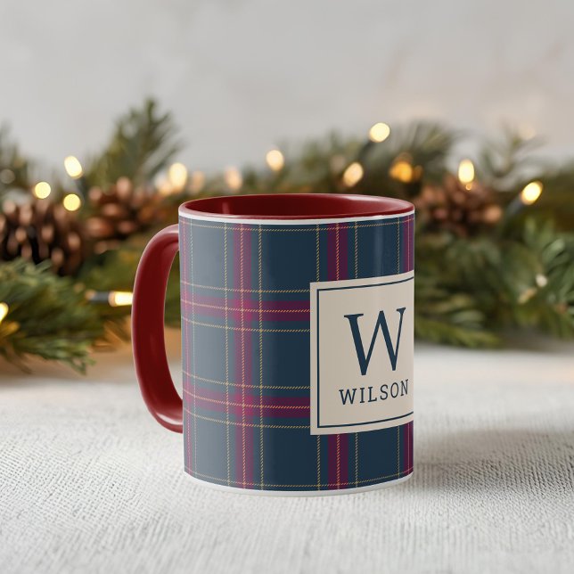 Classic Navy and Red Tartan Plaid Christmas Mug (Creator Uploaded)