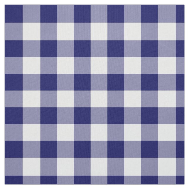 Classic Navy and White Gingham Pattern Fabric (Swatch)