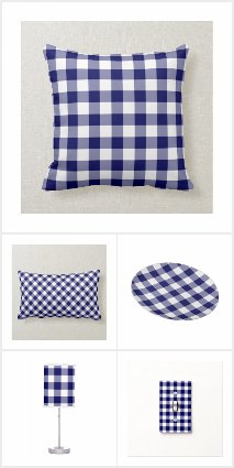 Classic Navy and White Gingham Pattern Home Decor