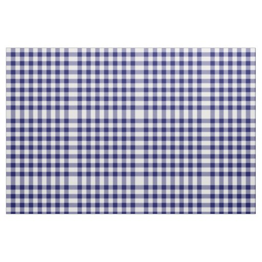 Classic Navy and White Gingham Plaid Blocks Fabric