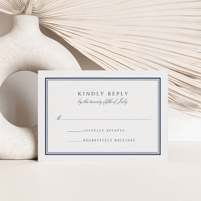 Classic Navy and White RSVP Card (Creator Uploaded)